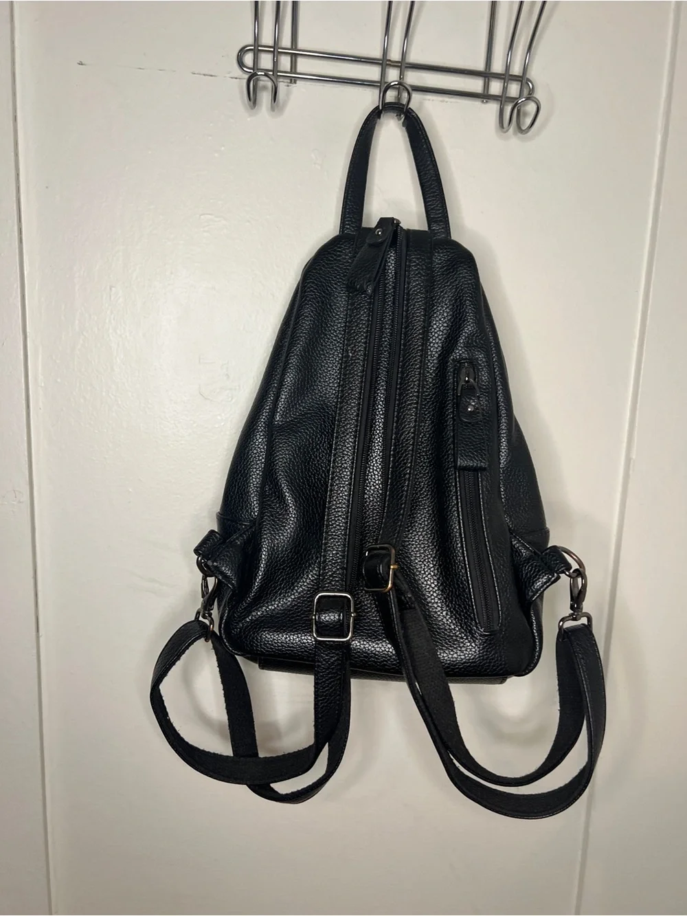 Vintage Black Leather Backpack